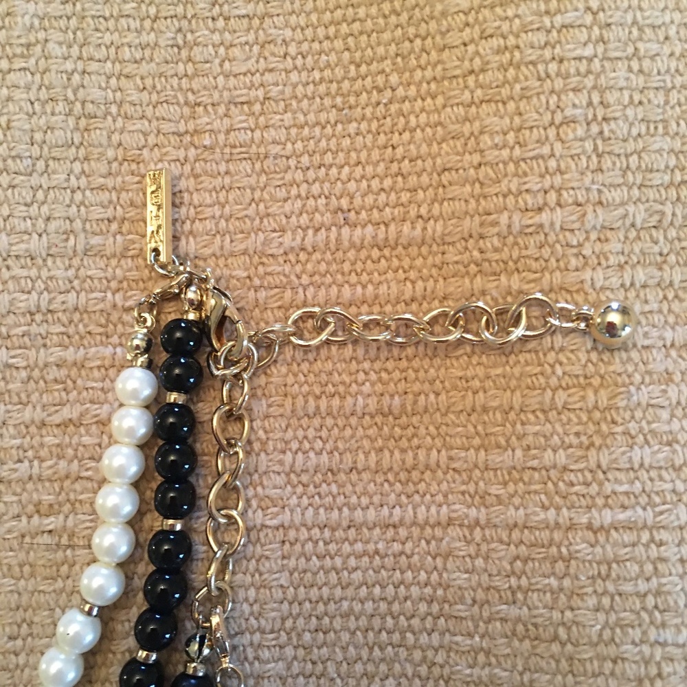 WHITE HOUSE BLACK MARKET Black and White Double Strand Necklace - Picture 3 of 4